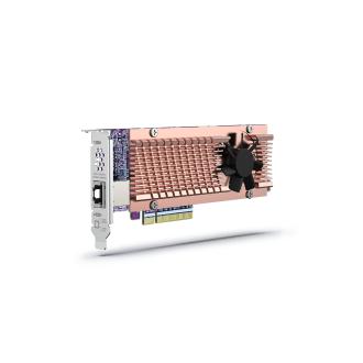 威联通 QM2-2P410G1T 双端口 M.2 2280 PCIe NVMe SSD 与单端口 10GbE 扩展卡
